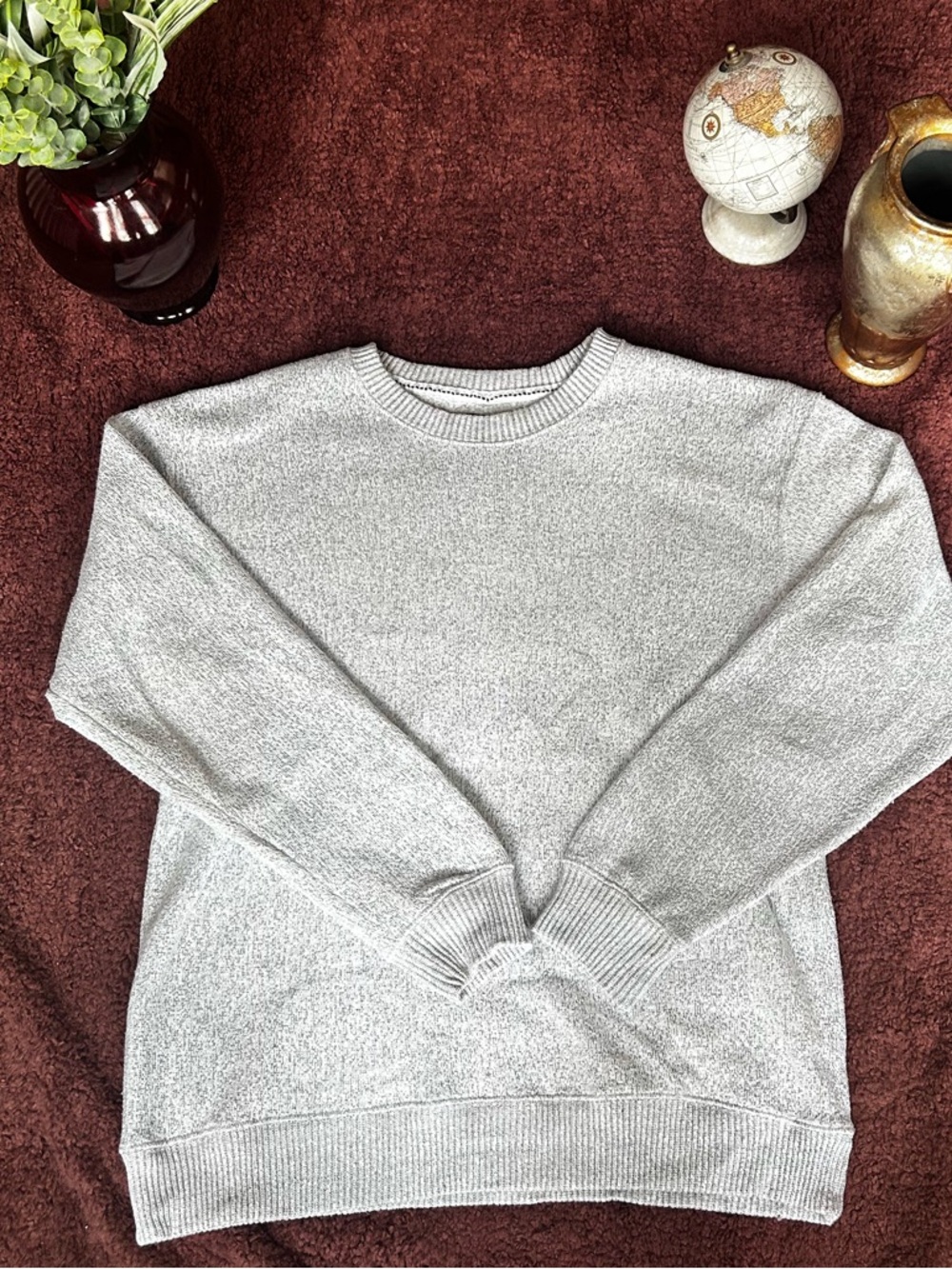 Men's Crewneck Sweater — Soft Light Gray Knit
